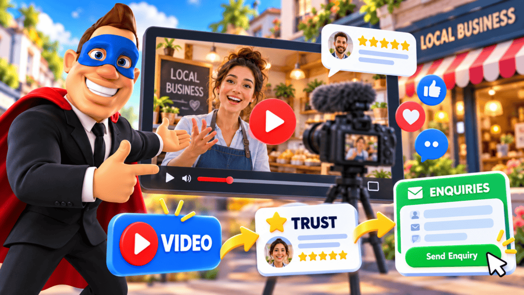 Bizi Guy showing how video marketing helps local businesses build trust and turn views into enquiries